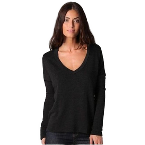 James Perse Black V-neck Basic Long Sleeve Sweater